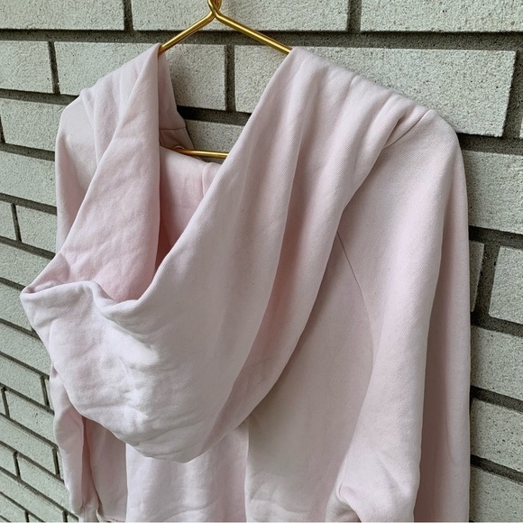 Wildfox Pink Hutton Lace-Up Hoodie Oversized Sweatshirt Raw Hem Blush Size Small - Picture 8 of 10